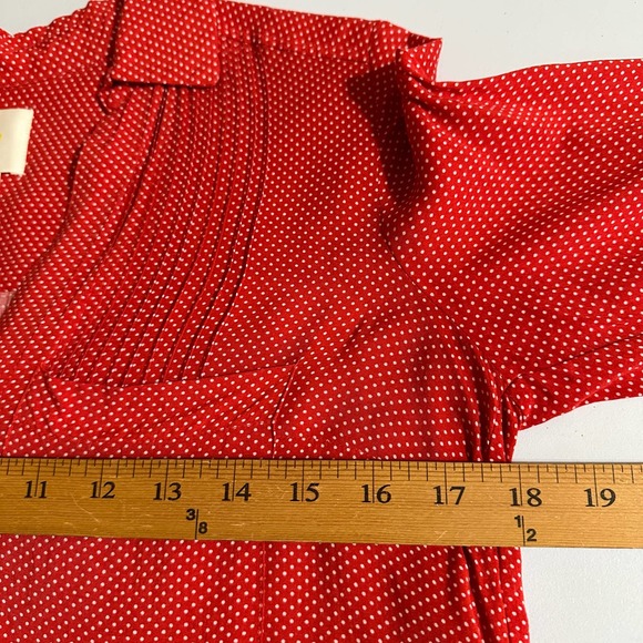 Maeve Anthropologie Shirt Womens Extra Small Red White Polka Dot Matilda Tie - Picture 11 of 13